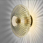 Nordic Vintage Ribbed Glass Round LED Wall Sconce | 1-Light