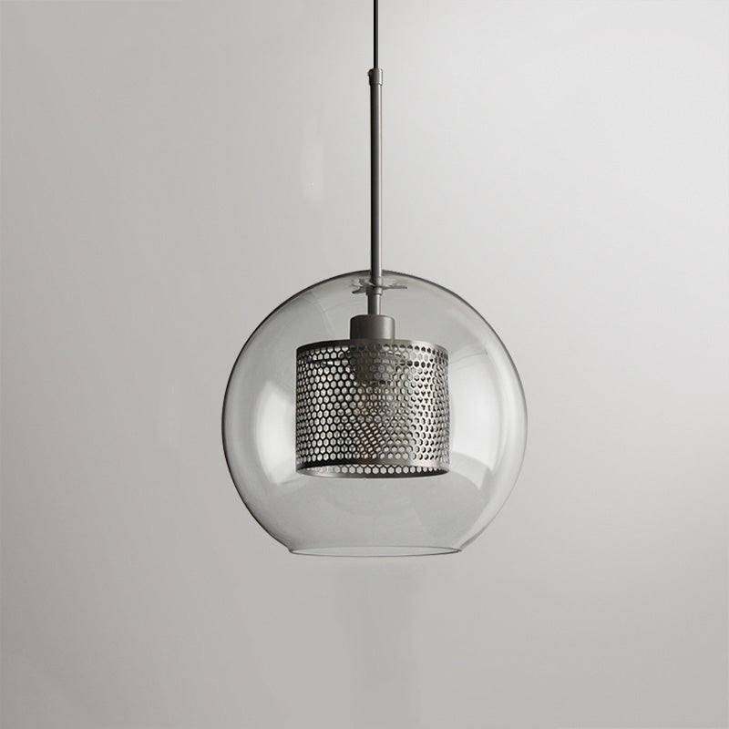Hessa Contemporary Golden Pendant Light, Glass, Globe/Cylindric