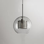 Hessa Contemporary Golden Pendant Light, Glass, Globe/Cylindric
