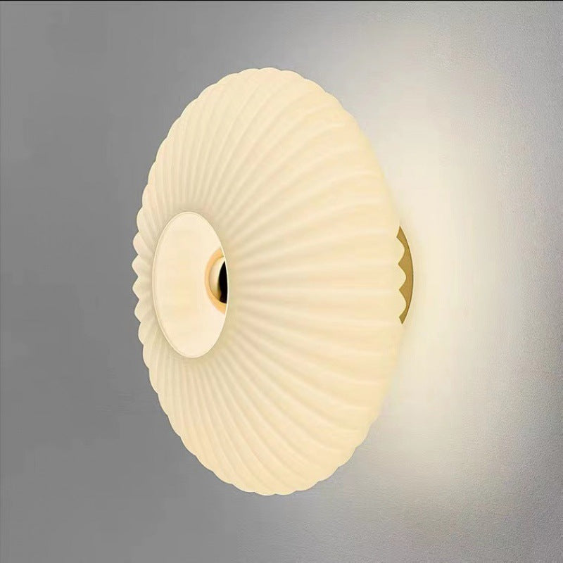 Nordic Vintage Ribbed Glass Round LED Wall Sconce | 1-Light