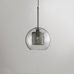 Hessa Contemporary Golden Pendant Light, Glass, Globe/Cylindric