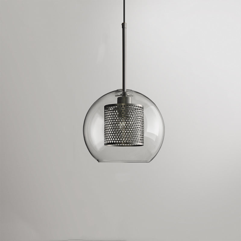 Hessa Contemporary Golden Pendant Light, Glass, Globe/Cylindric