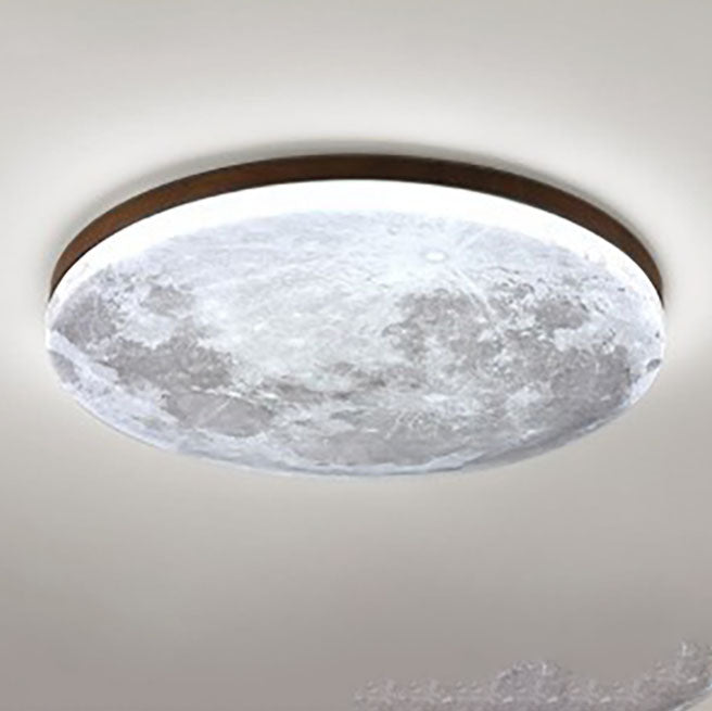 Nordic Wood & PVC Round LED Flush Mount Ceiling Light 1-light