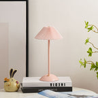 Scandinavian Brass Pleated Fabric Cone Table Light | 1-Light