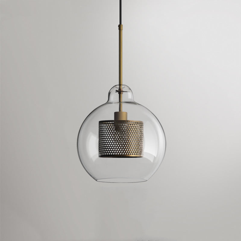 Hessa Contemporary Golden Pendant Light, Glass, Globe/Cylindric