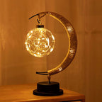 LED Table Lamp with Sphere and Crescent Moon