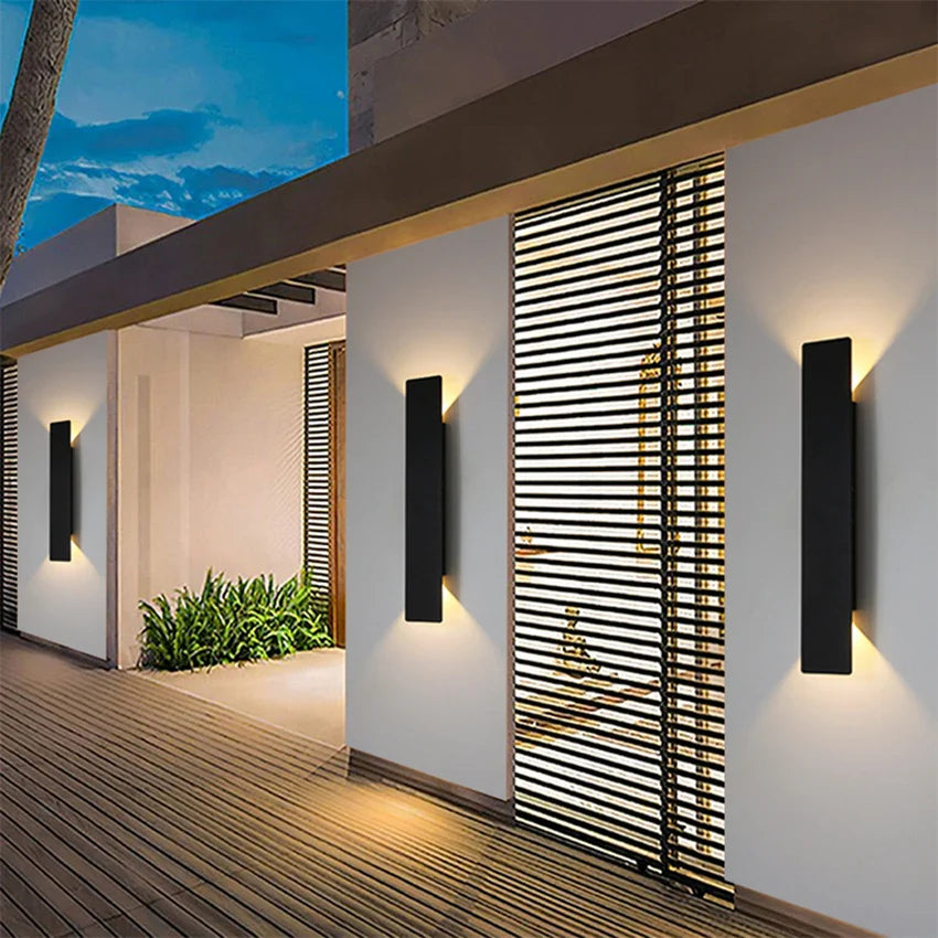 Modern Outdoor Wall Lamp – LED Up/Down Sconce, Waterproof, Vertical Design