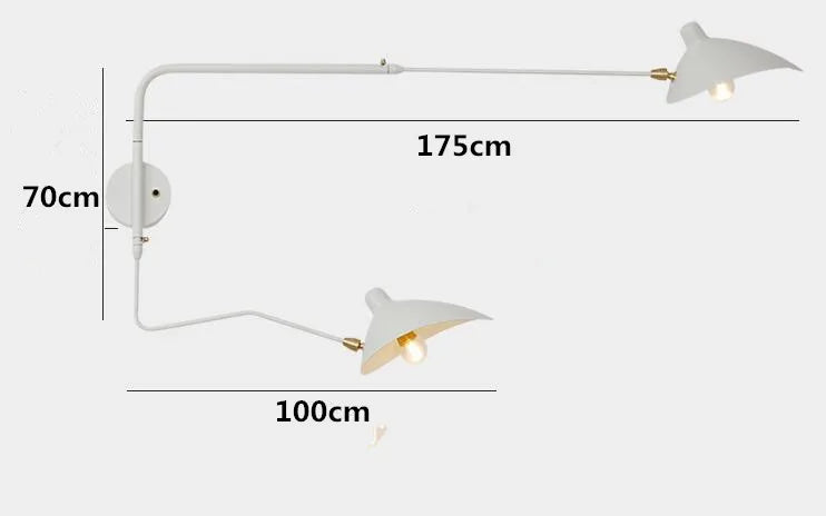 Designer wall lamp with double arm – adjustable wall light for living room, office, or bedroom