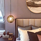 Designer Hanging Lamp with Spherical Glass Shade