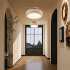Ceiling lamp made of stone and wood in a minimalist style