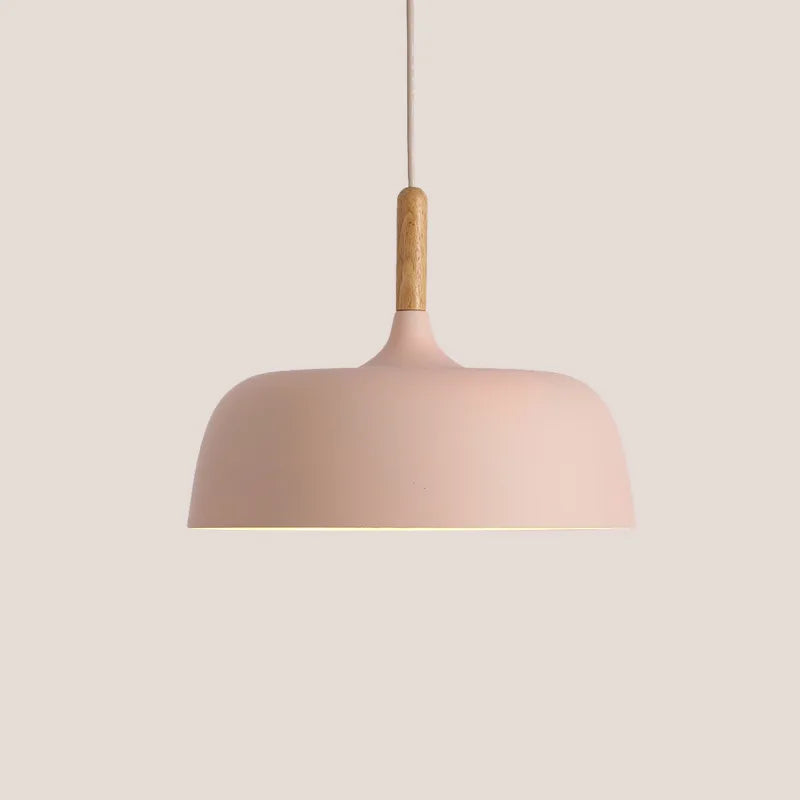 Modern metal pendant lamp with wooden accent – minimalist Scandinavian style
