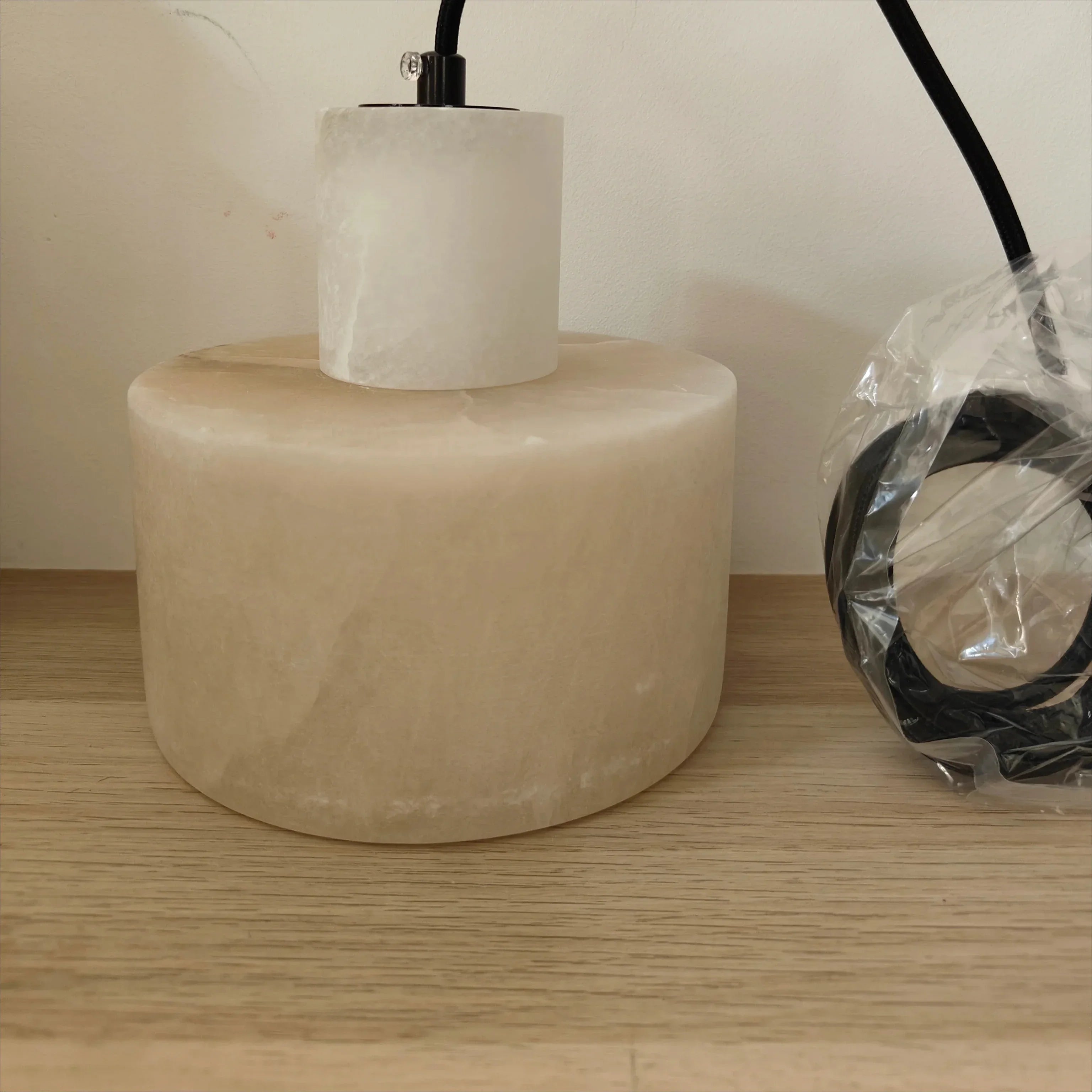 Hanging Lamp with Marble Shade – Minimalist Elegance