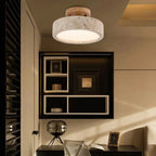 Ceiling lamp made of stone and wood in a minimalist style