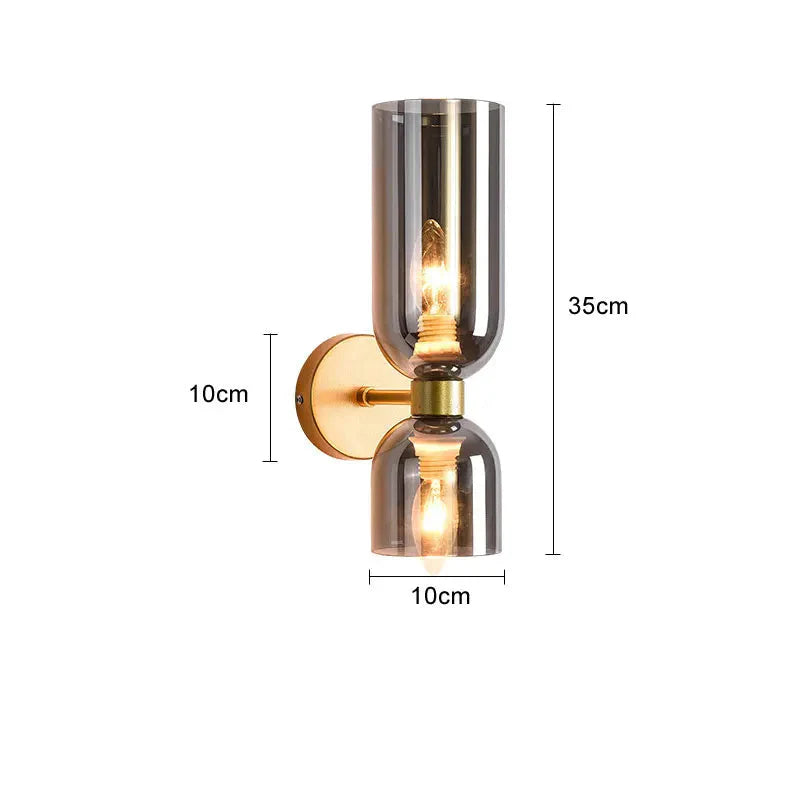 Elegant wall sconce with smoky glass and gold finish – double light source