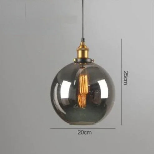 Retro Industrial Pendant Lamp with Glass – Smoky Glass Shade