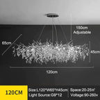 Exclusive chandelier with crystal leaves – branch effect, modern elegance