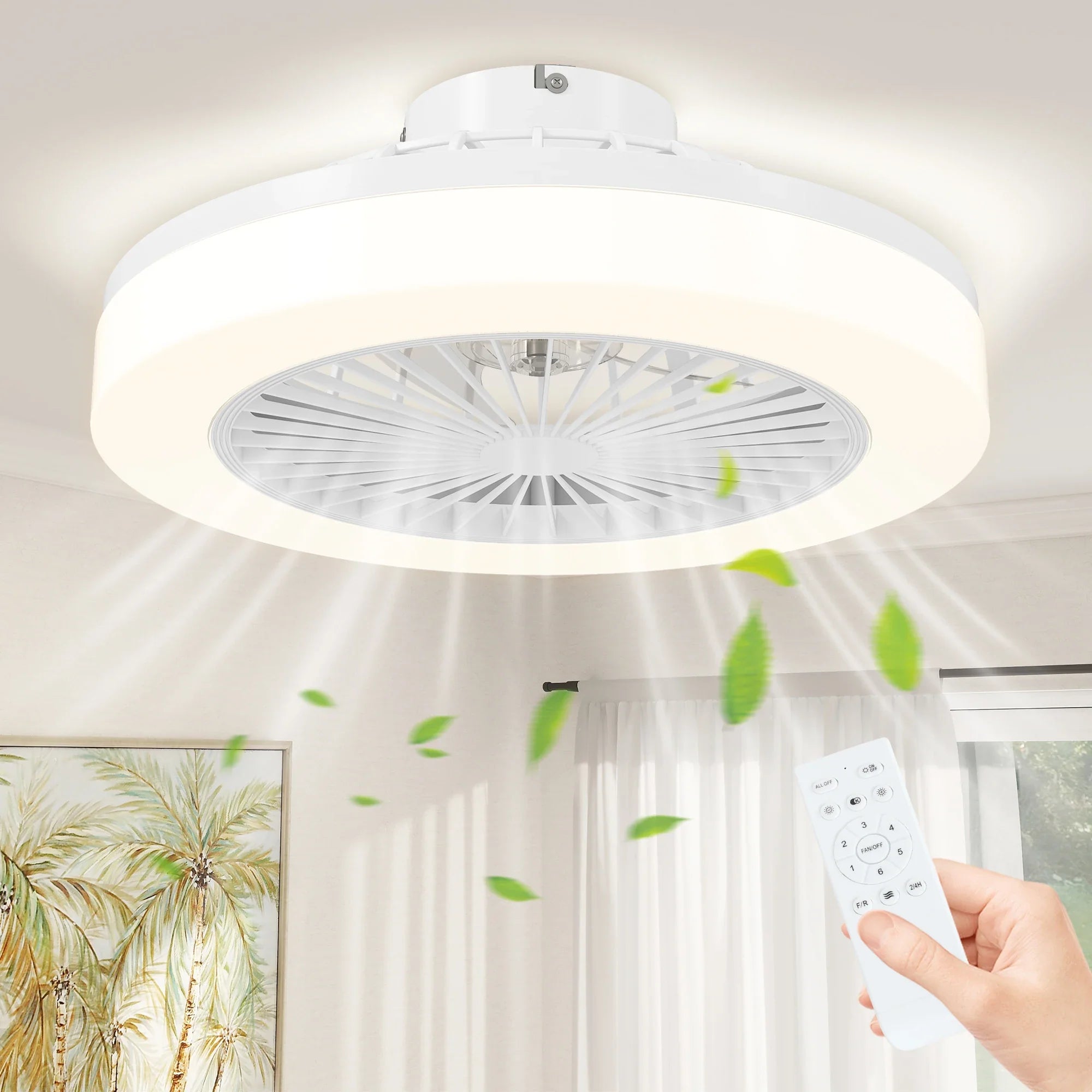 Velminra - Ceiling Fan With LED Light And Remote Control