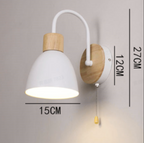 Nordic Wood Dome Wall Light with Pull Switch | 1-Light