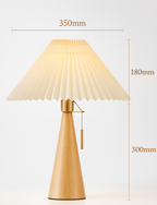 Japanese Minimalist Wooden Pleated Fabric LED Table Lamp 1-Light