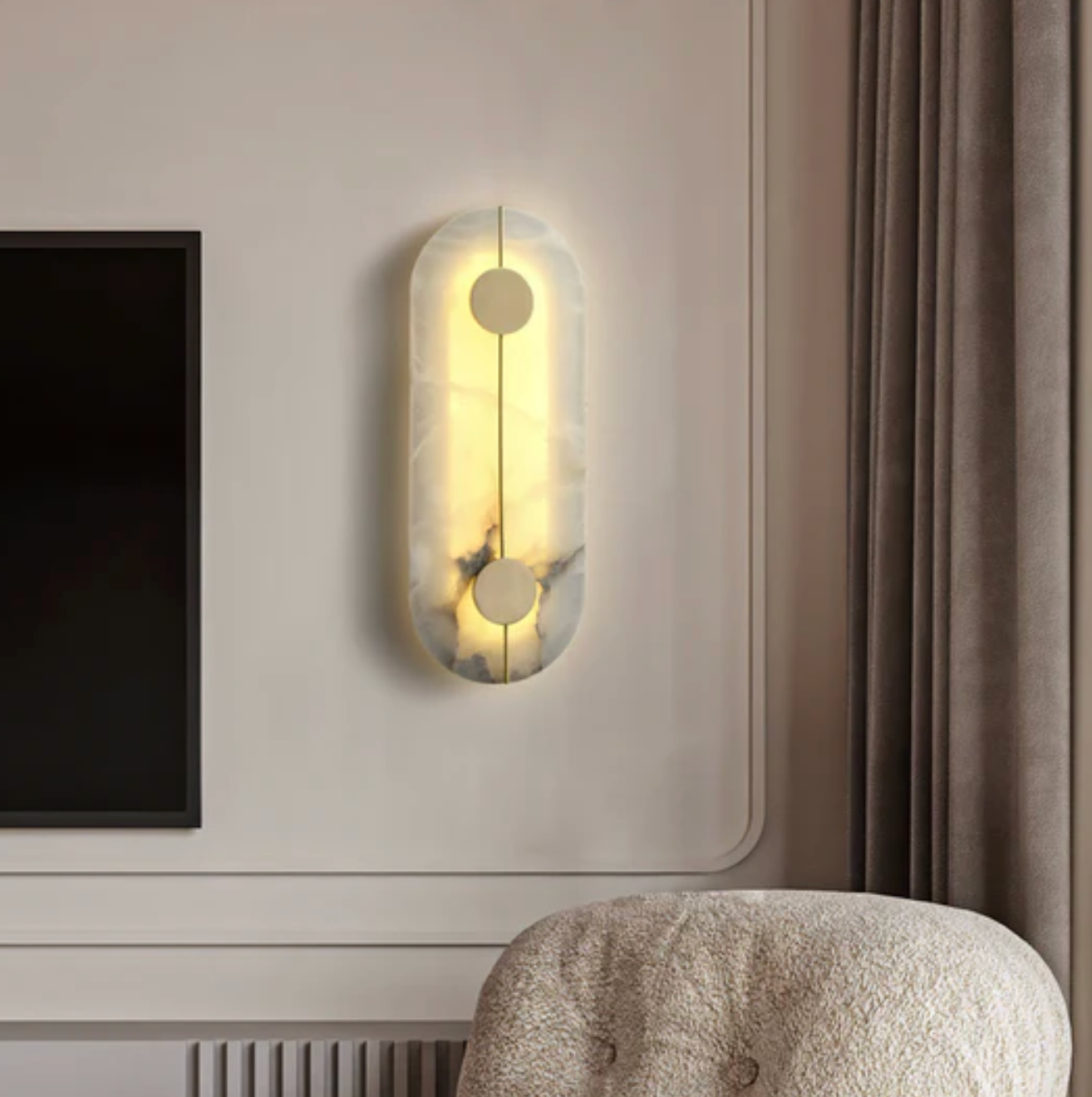 LED Wall Sconce Made of Natural Stone – Modern Decorative Lamp