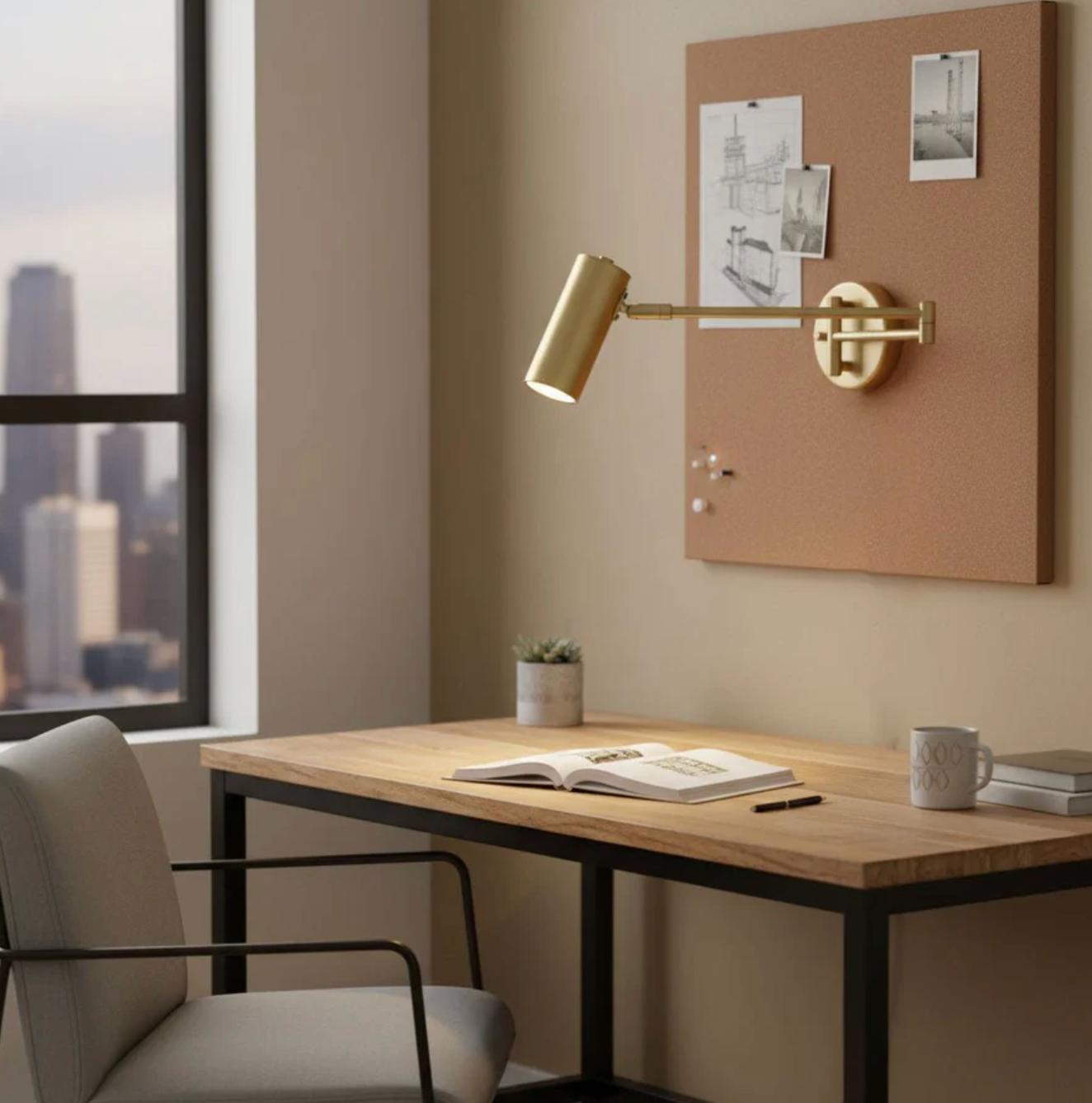 Modern wall sconce with adjustable arm – minimalist spotlight lamp