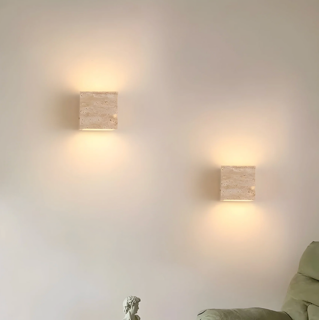 Stone Wall Sconce – Minimalist Lamp Made of Natural Travertine