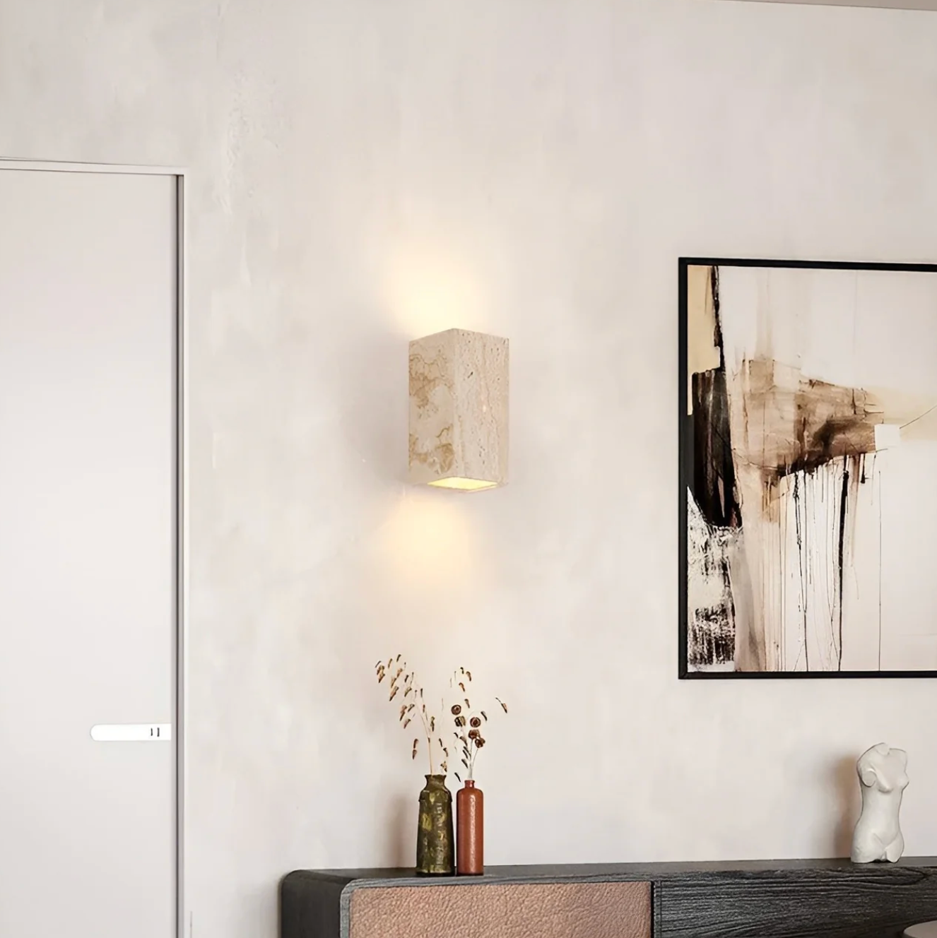 Stone Wall Sconce – Minimalist Lamp Made of Natural Travertine