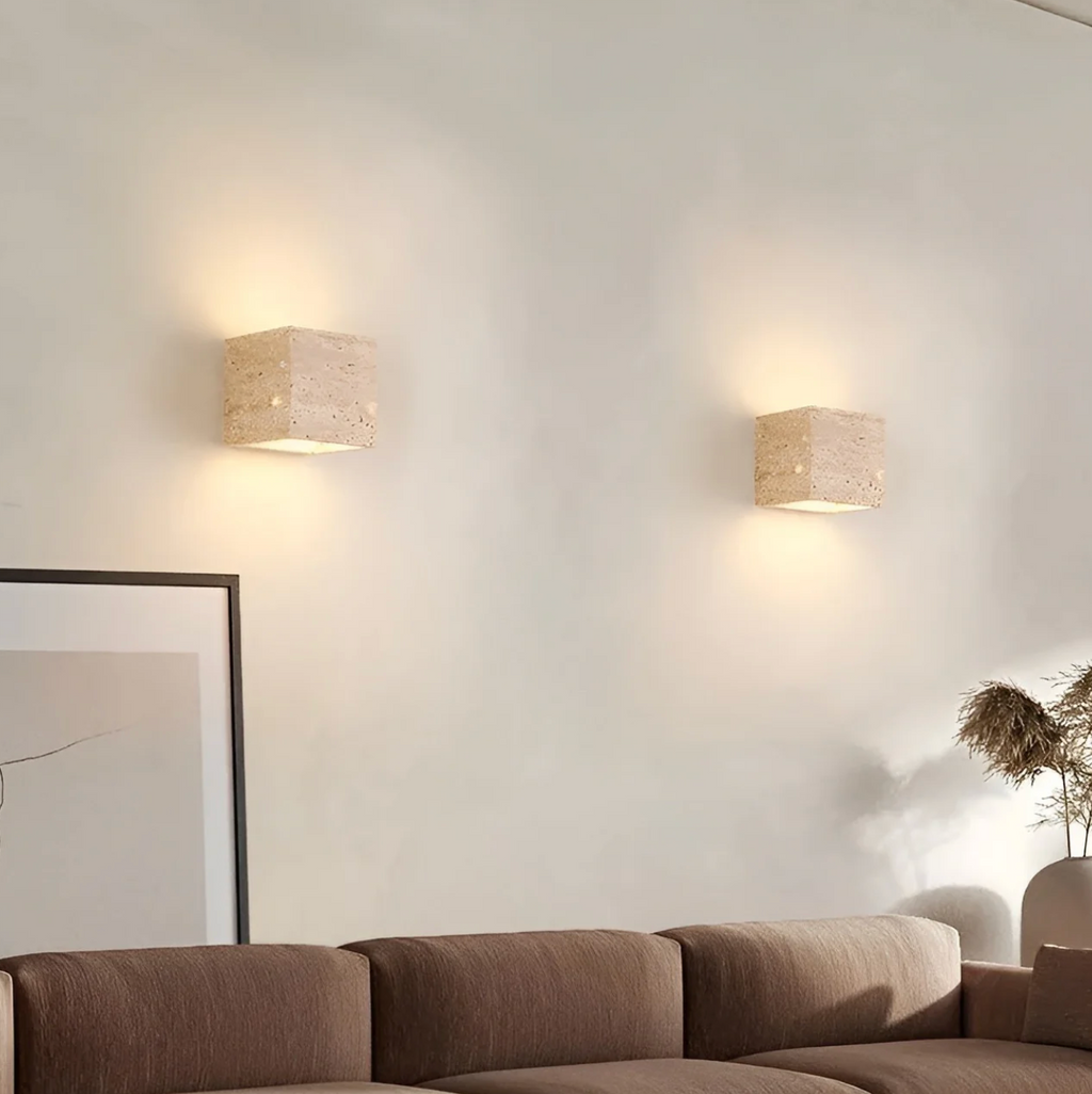 Stone Wall Sconce – Minimalist Lamp Made of Natural Travertine