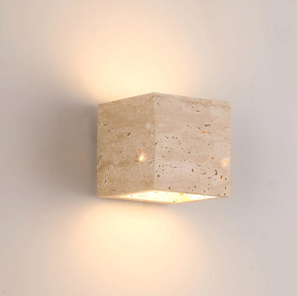 Stone Wall Sconce – Minimalist Lamp Made of Natural Travertine