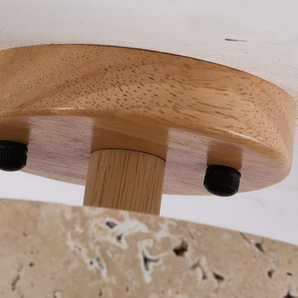 Ceiling lamp made of stone and wood in a minimalist style