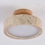 Ceiling lamp made of stone and wood in a minimalist style