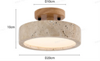 Ceiling lamp made of stone and wood in a minimalist style