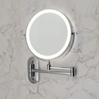Wall-mounted cosmetic mirror with LED lighting and magnification