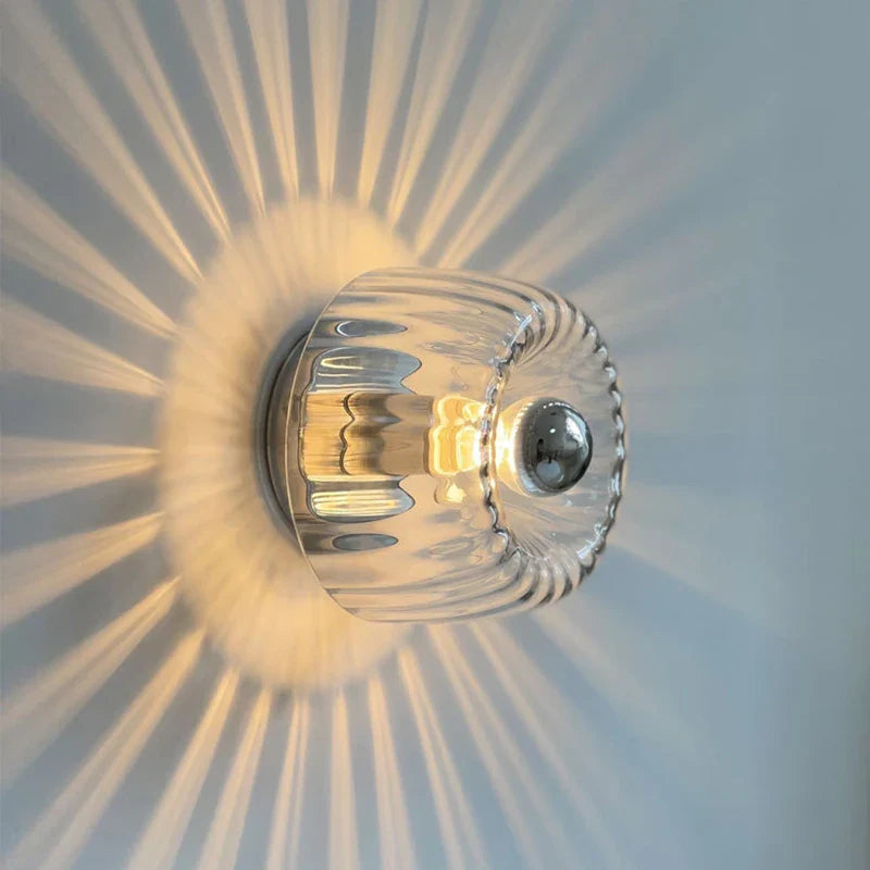 Elegant glass ceiling lamp with crystal design