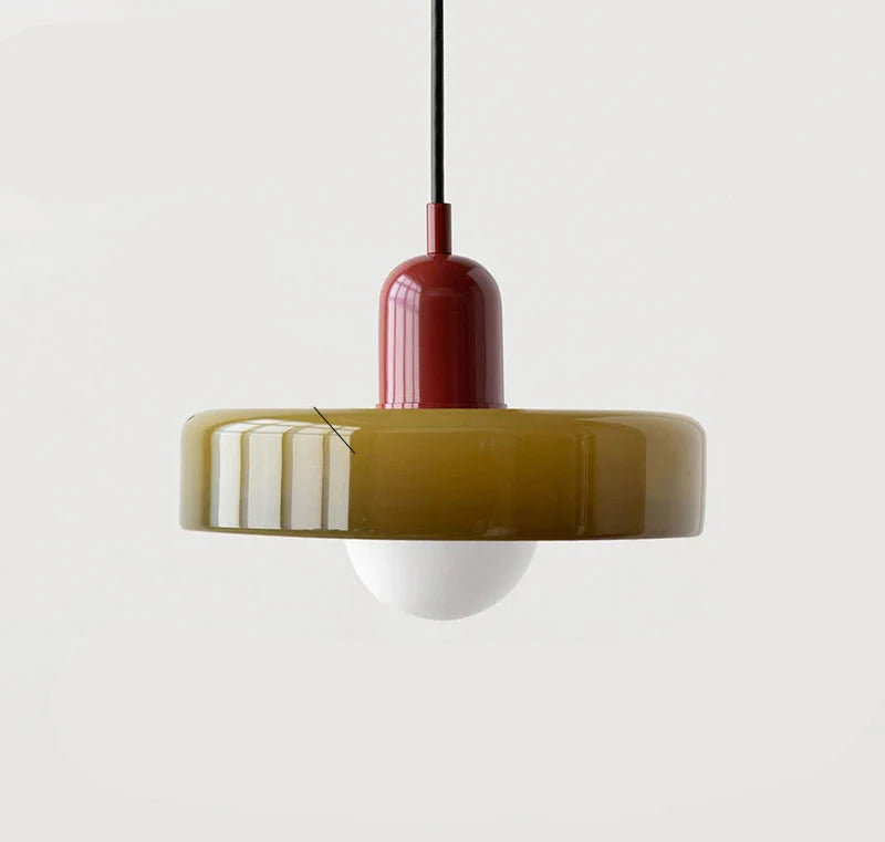 Modern pendant lamp with colorful glass shade Bauhaus