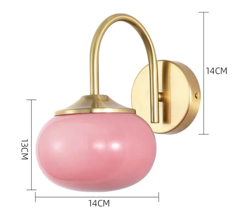 Wall Lamp with Glass Shade and Gold Finish
