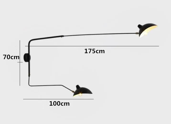 Designer wall lamp with double arm – adjustable wall light for living room, office, or bedroom