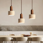 Pendant lamp made of natural stone and wood – modern ceiling lamp for the kitchen or dining room