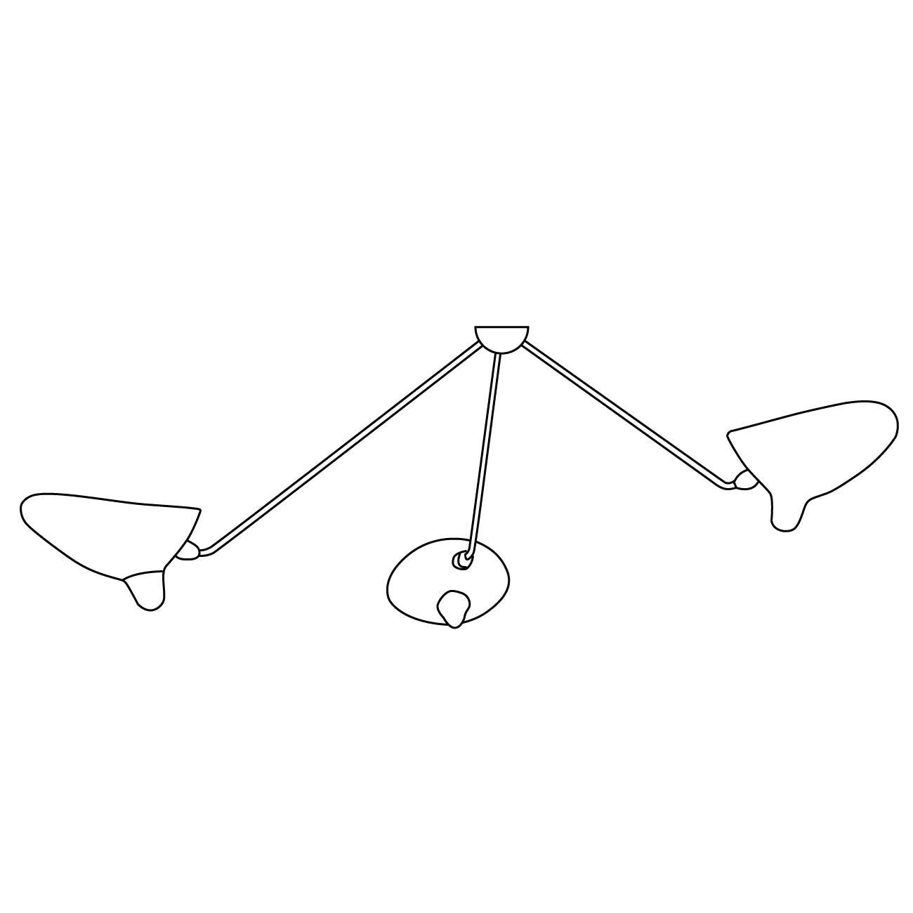 Solara Three-Arm Black Sculptural Ceiling Light