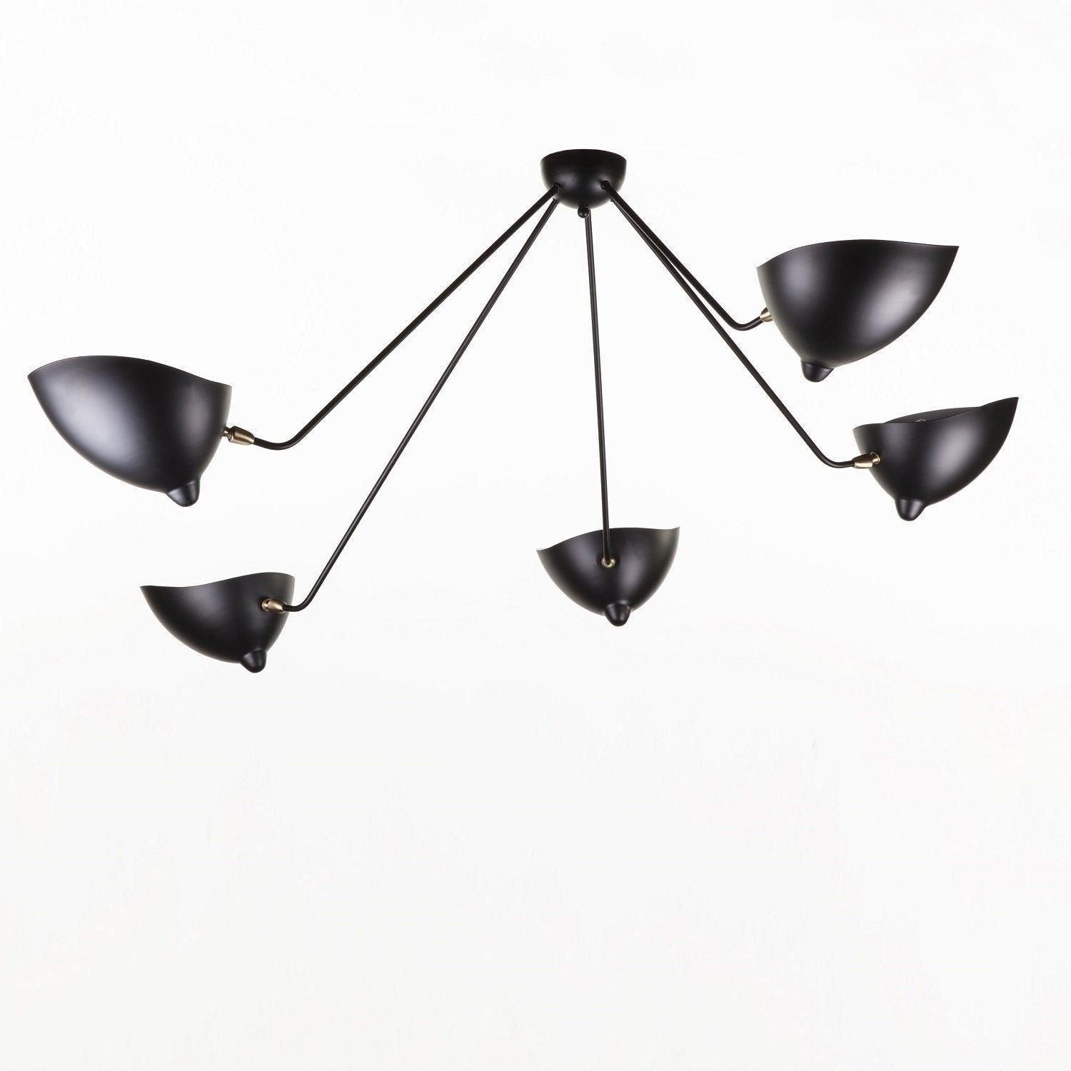 Solara Three-Arm Black Sculptural Ceiling Light