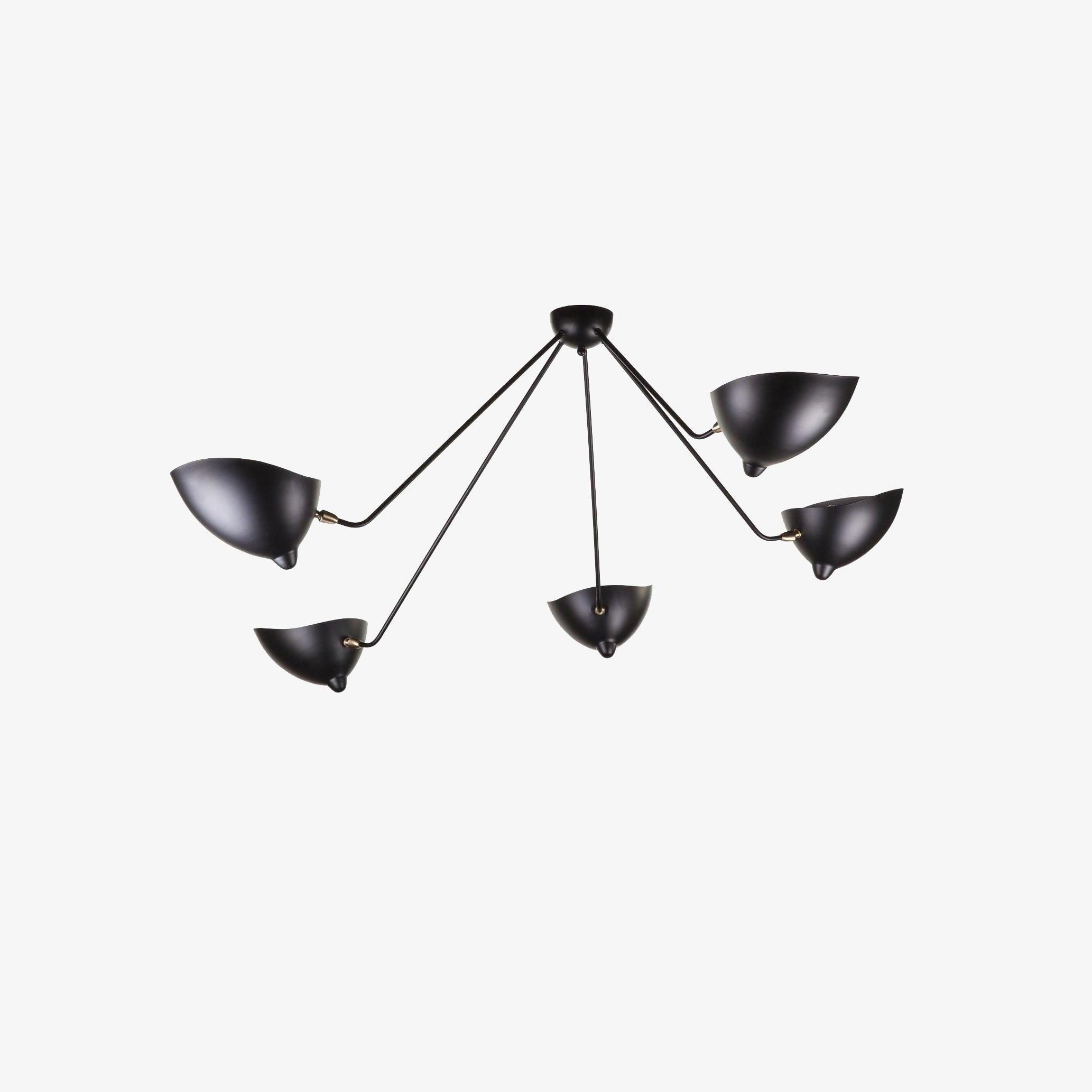 Solara Three-Arm Black Sculptural Ceiling Light