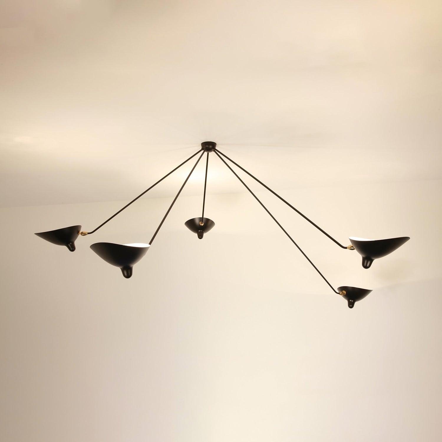 Solara Three-Arm Black Sculptural Ceiling Light