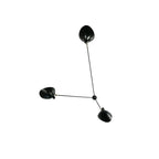 Solara Three-Arm Black Sculptural Ceiling Light