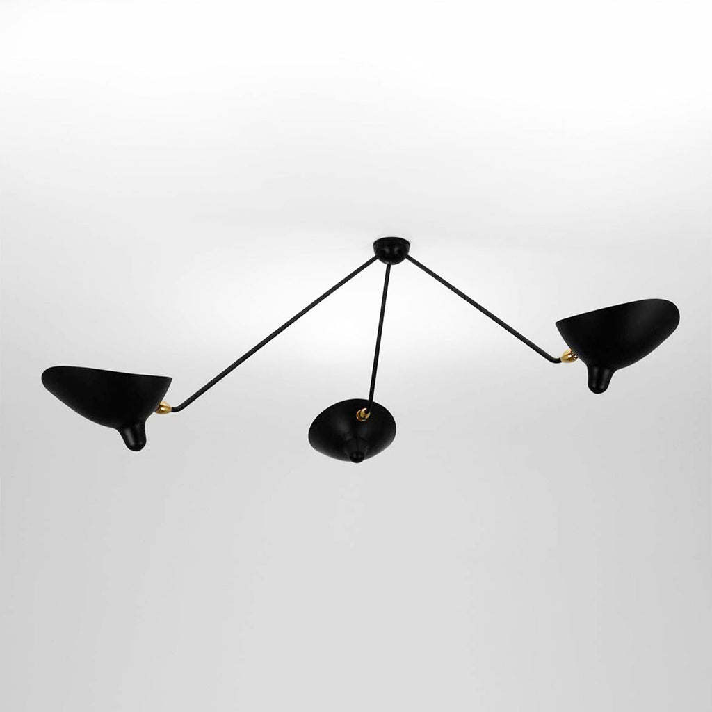 Solara Three-Arm Black Sculptural Ceiling Light