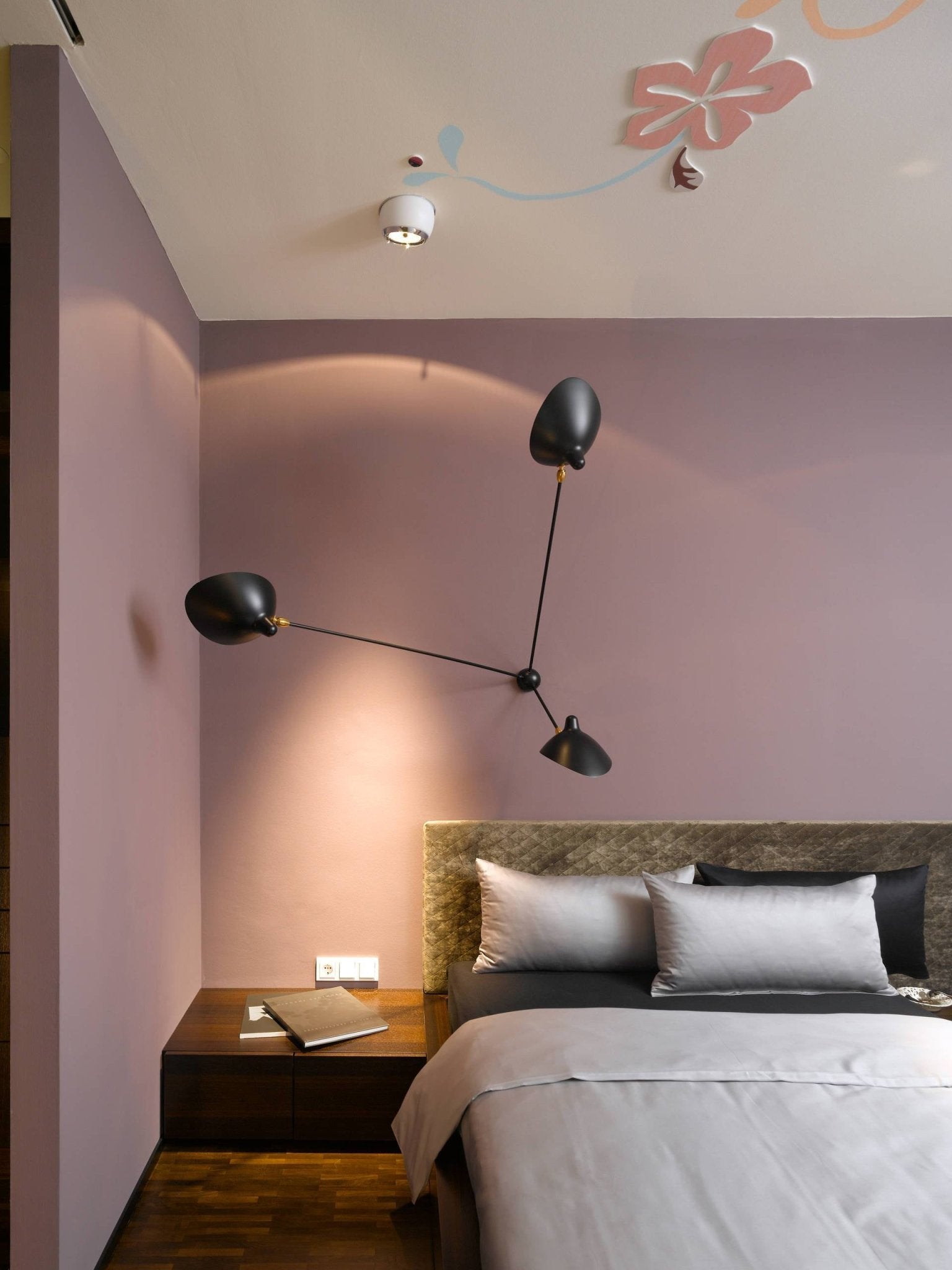 Solara Three-Arm Black Sculptural Ceiling Light