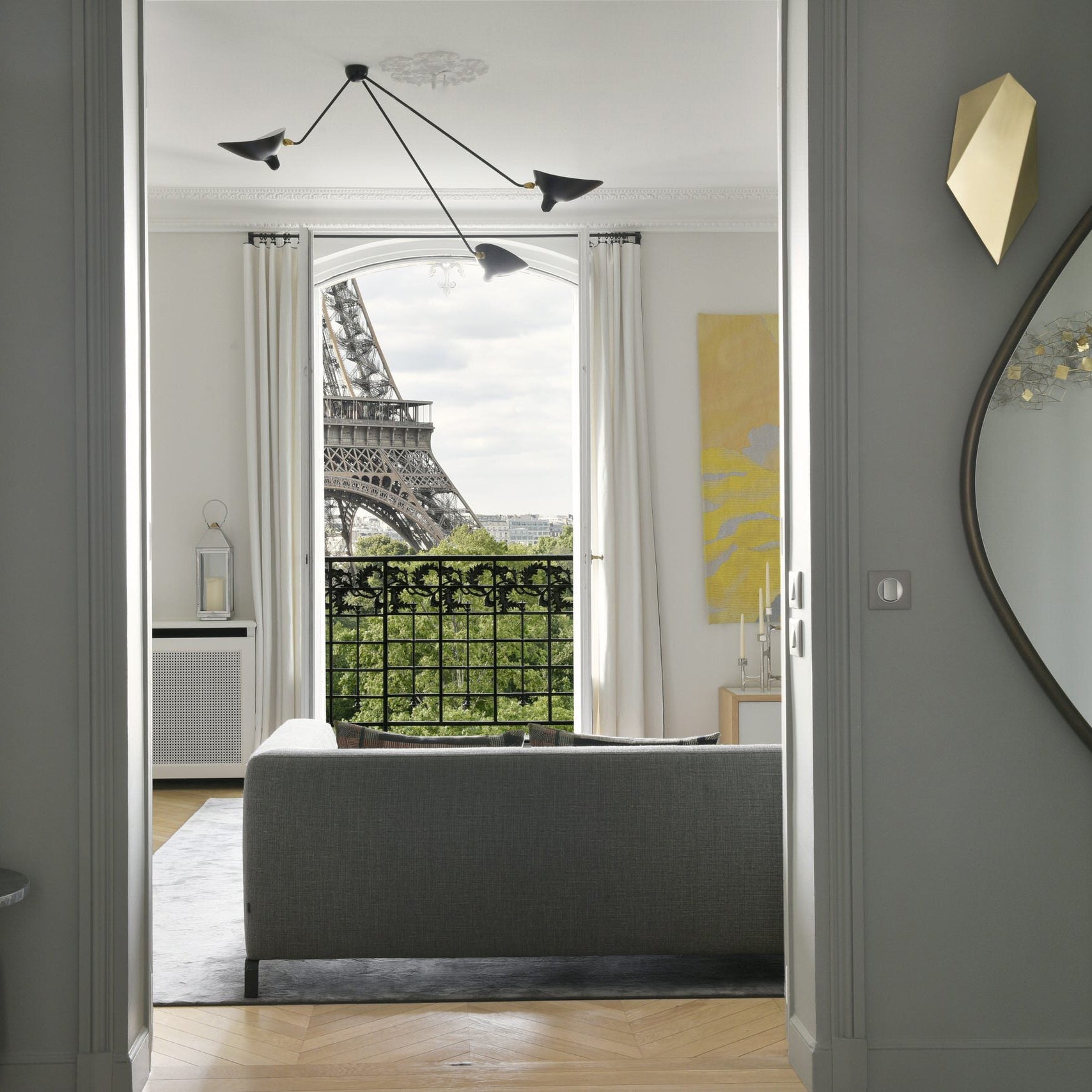 Solara Three-Arm Black Sculptural Ceiling Light