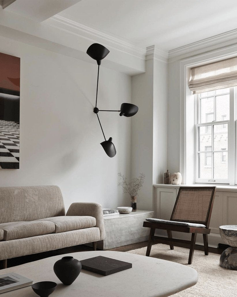 Solara Three-Arm Black Sculptural Ceiling Light