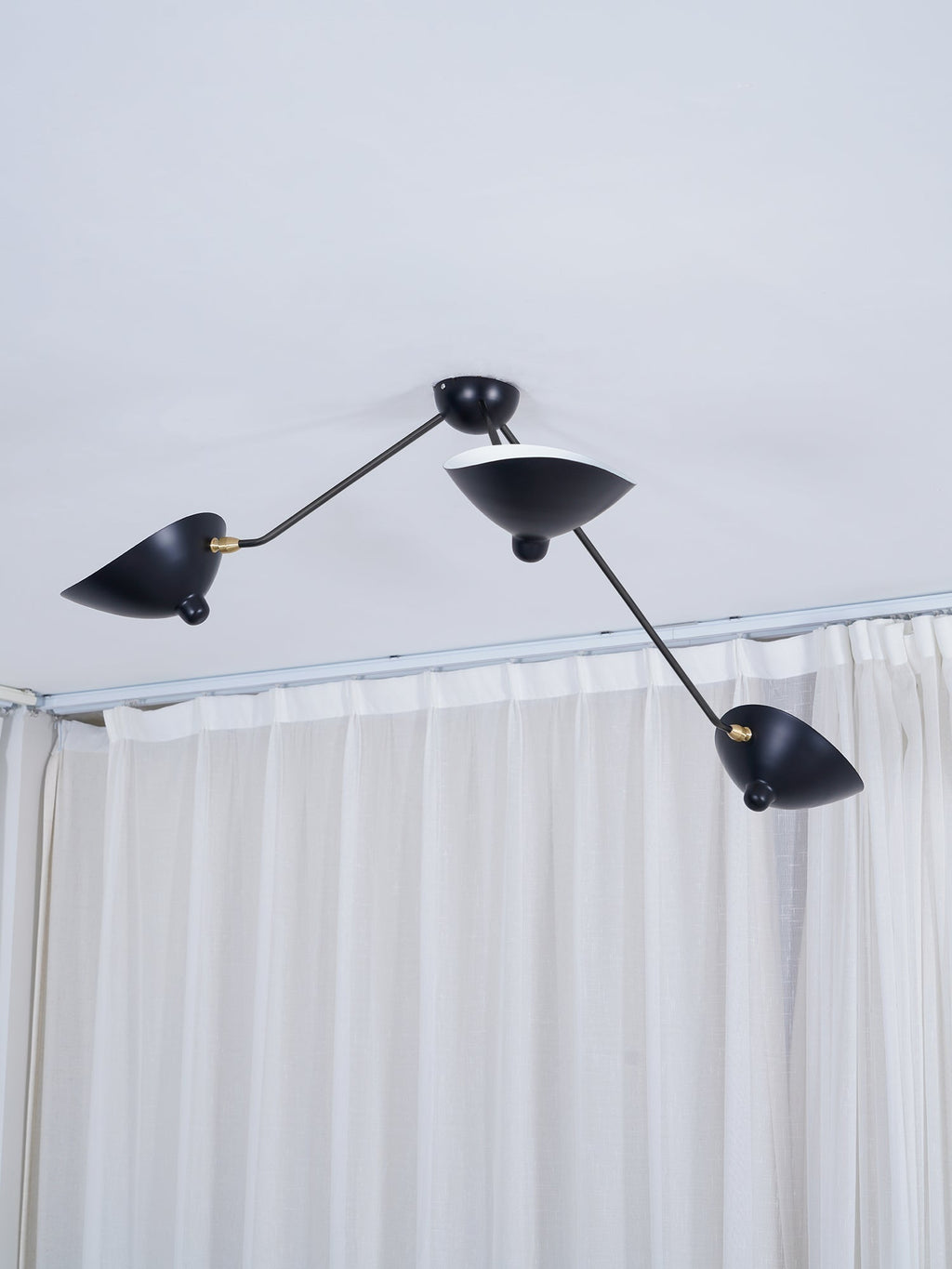 Solara Three-Arm Black Sculptural Ceiling Light