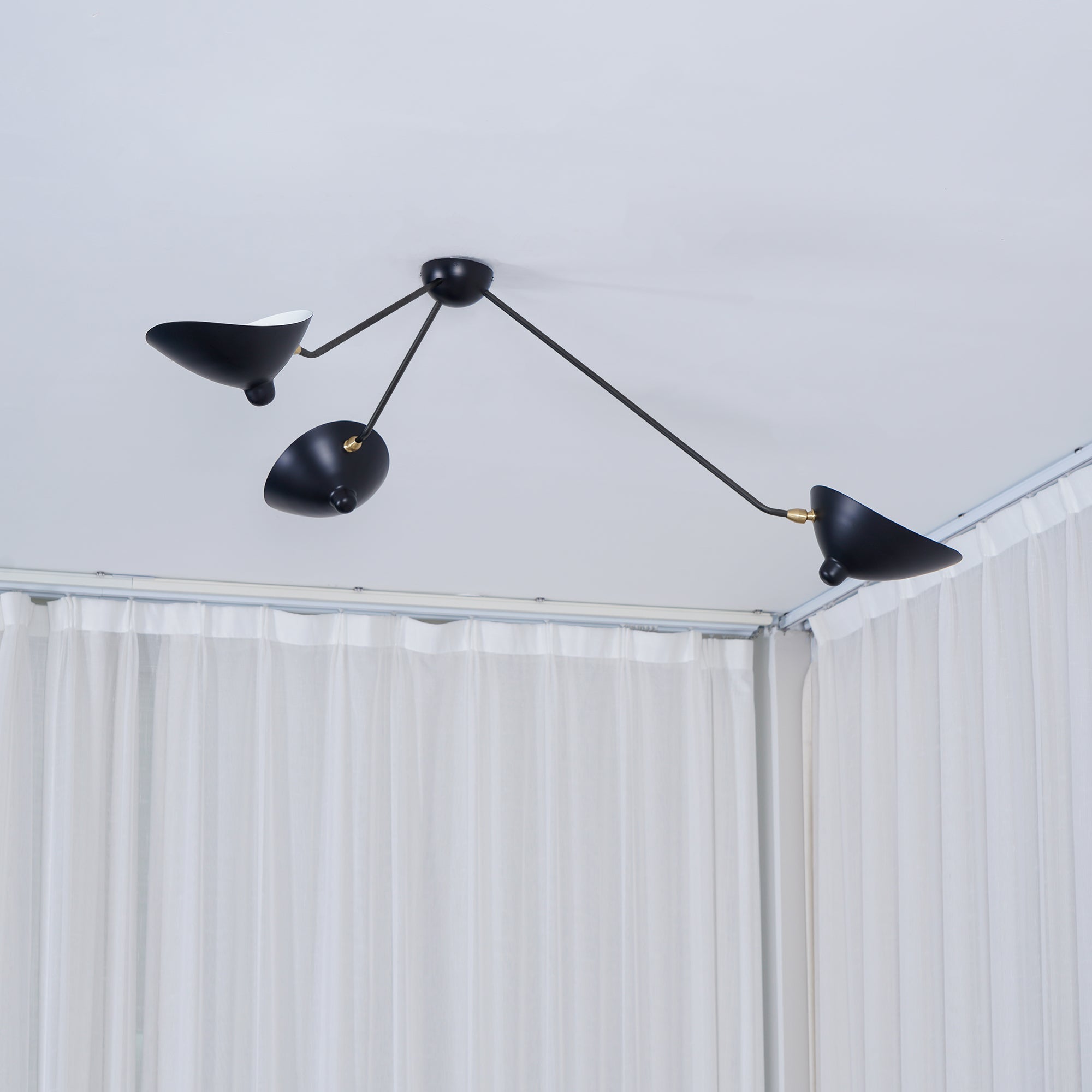 Solara Three-Arm Black Sculptural Ceiling Light