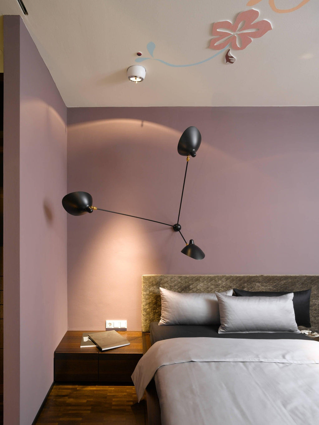 Solara Three-Arm Black Sculptural Ceiling Light